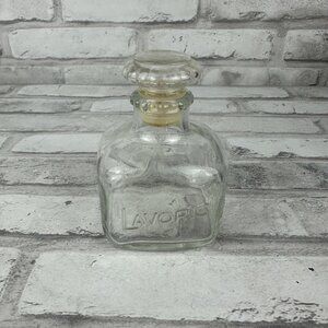 Lavoris Vintage Mouthwash Square Clear Glass Bottle Stopper Embossed Starburst